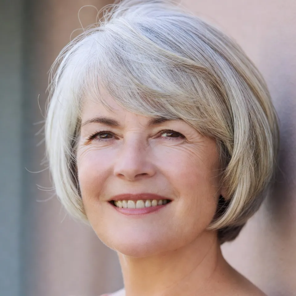 5. Short Bob with Side-Swept Bangs