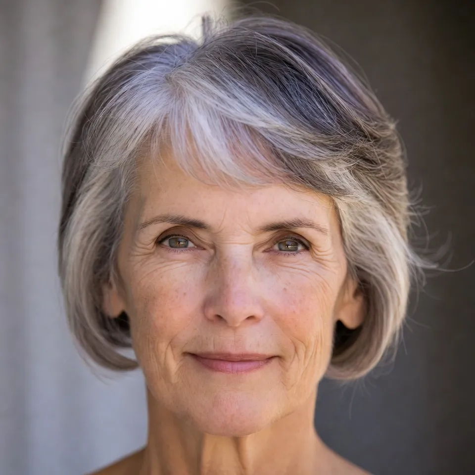 8. Natural Gray Wash-and-Wear Cut