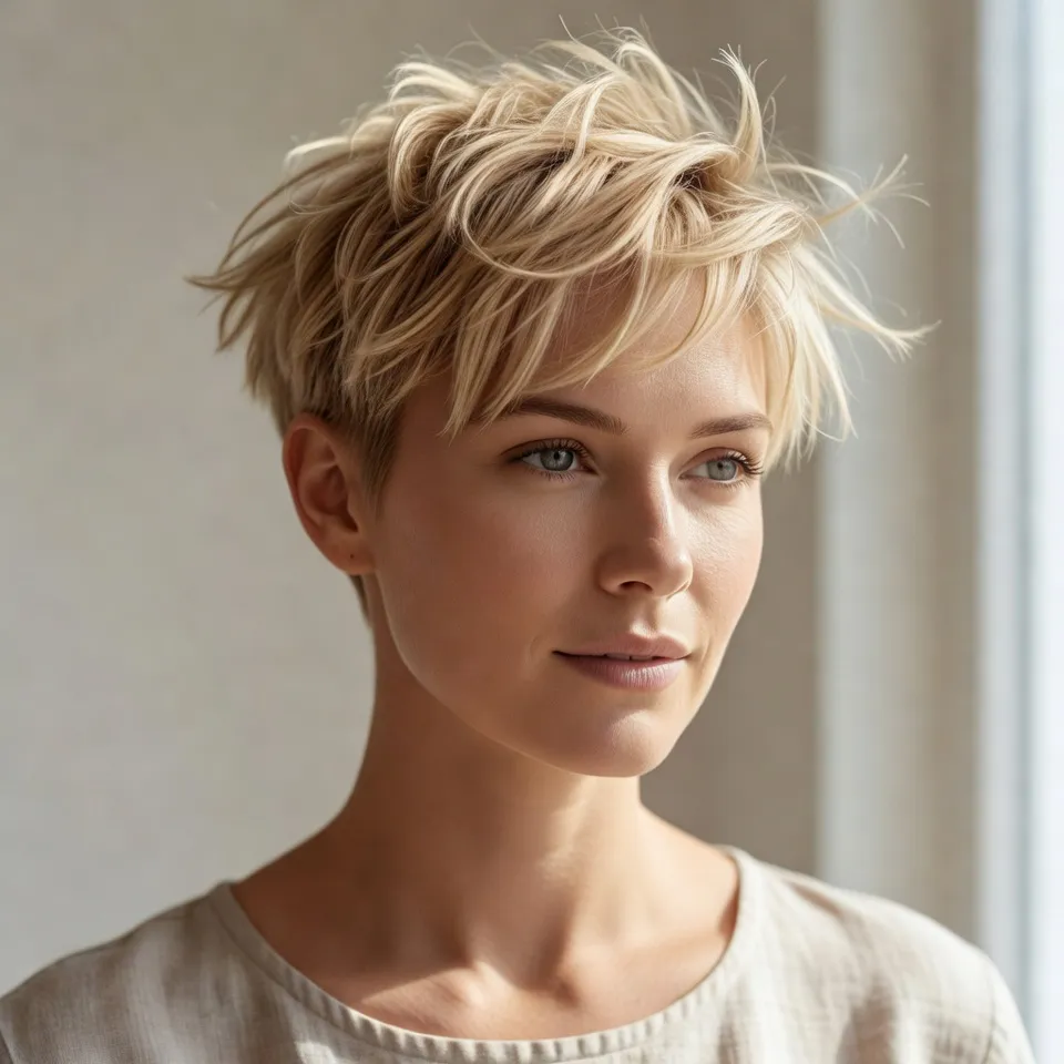 9. Blonde Pixie with Tapered Sides